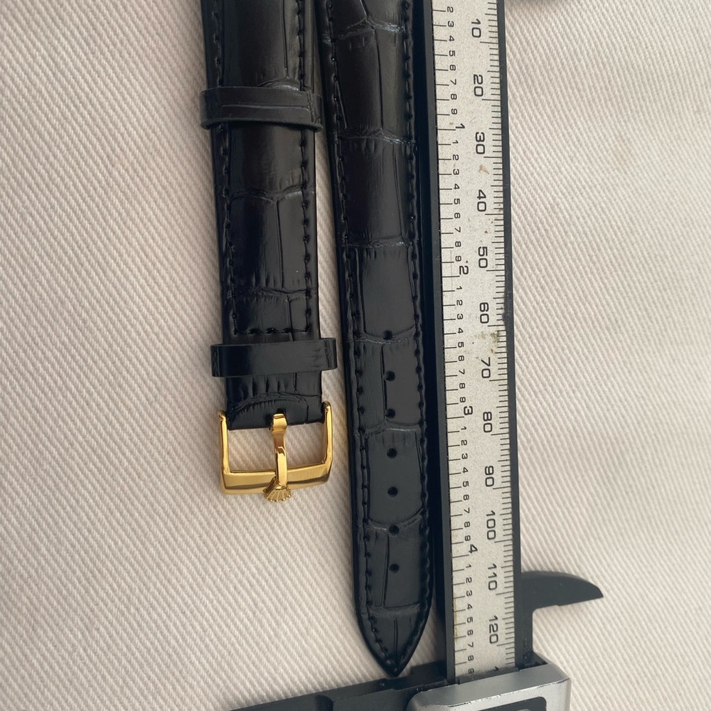 Rolex Black Leather 18mm Strap with Gold Buckle - Picture 5 of 6
